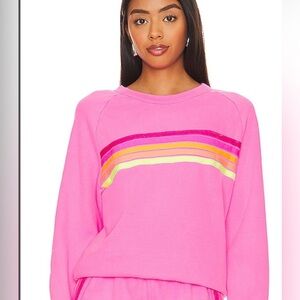 Aviator nation x revolve neon pink 5 stripe sweatshirt sz M $185